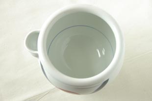 砥部焼 あか花のガラ入れを上から
