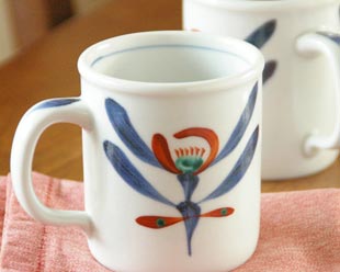 梅山窯 あか花のマグカップ