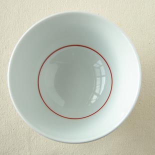 砥部焼 あか太陽の茶碗(小)上から見たところ