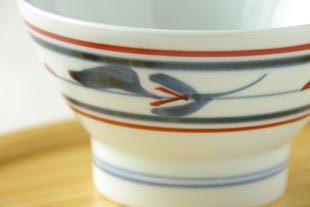 砥部焼 みつ葉の茶碗(小)