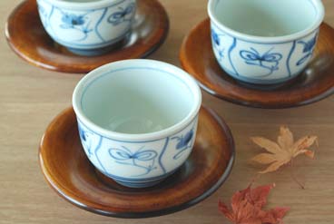 香川漆器 あさがお茶托になずなの湯呑を