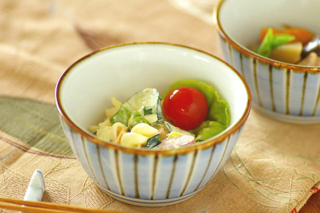 和食器・砥部焼 縞もようの台形鉢