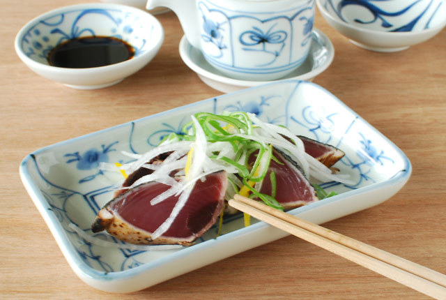 和食器・砥部焼 なずなの長角皿(5.2寸)
