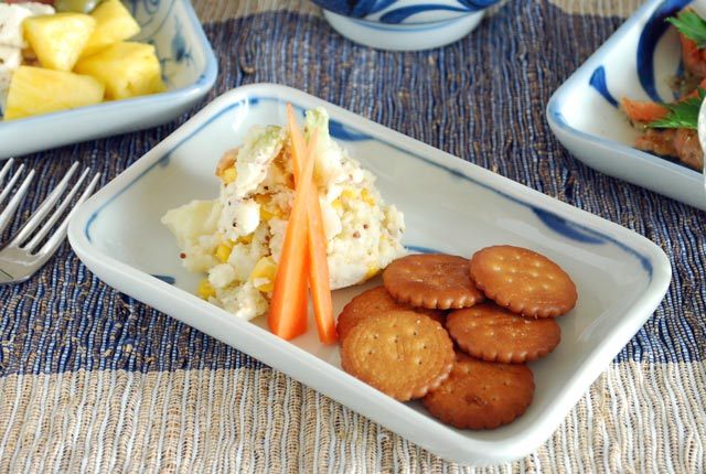 和食器・砥部焼 太陽柄の長角皿(5.2寸)