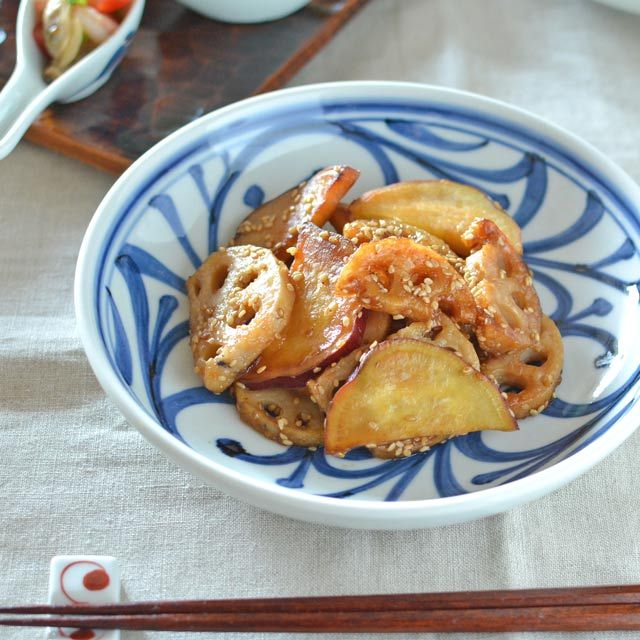 和食器・砥部焼 みつからくさの深皿(6寸)