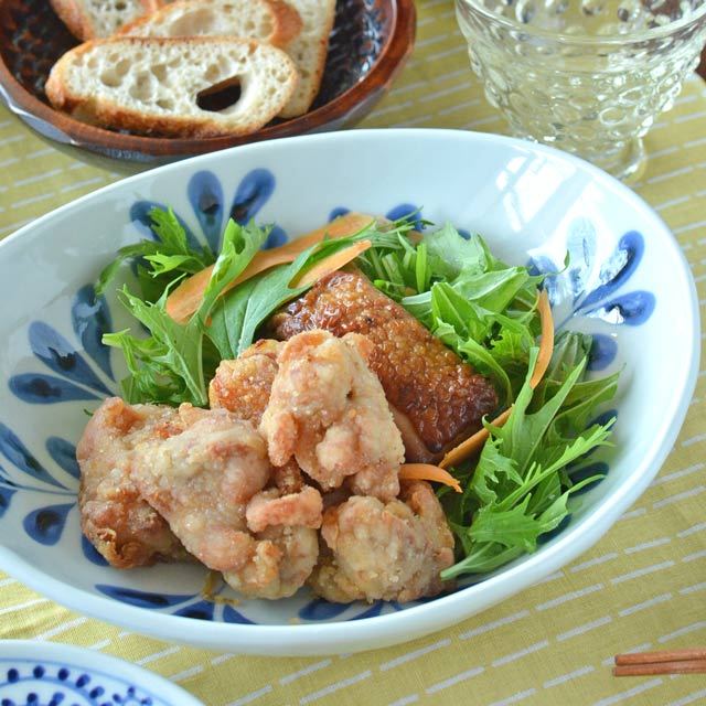 和食器・砥部焼 ブルーリーフのカレー鉢