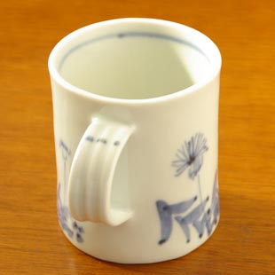 砥部焼・森陶房 たんぽぽのマグカップの持ち手部分