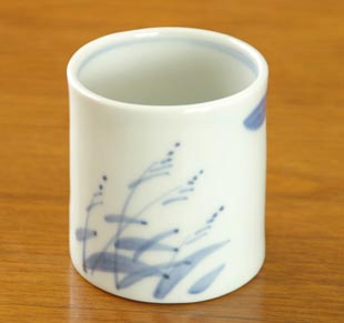 砥部焼・森陶房 すすきの筒湯のみ(小)
