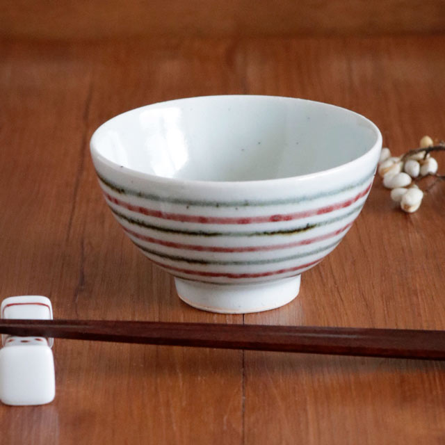 二色ボーダーのくらわんか茶碗 全体
