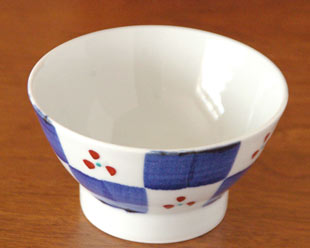 千山窯 市松みつ紋の茶碗