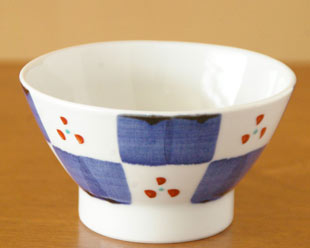 千山窯 市松みつ紋の茶碗
