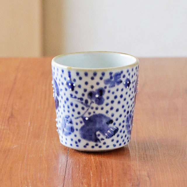 花ちらしドットのマグカップ 後ろ側
