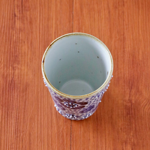 花ちらしドットのフリーカップ 上から見た内側