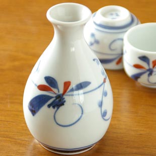 砥部焼・千山窯 上絵とんぼの徳利