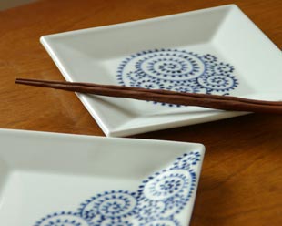 千山窯 蛸唐草の角プレート