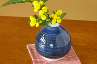 陶房遊 藍色のぷっくり花器
