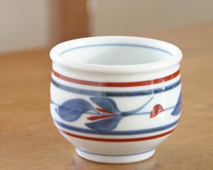 砥部焼 みつ葉の玉ぶち湯呑